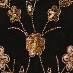 Adrianna Papell Floral Beaded Blouson Tea Length Dress In Black Gold 11 Adrianna Papell Floral Beaded Blouson Tea Length Dress In Black Gold -Glam Mirth Sales AP1E210437 AA967 Regular Alternate