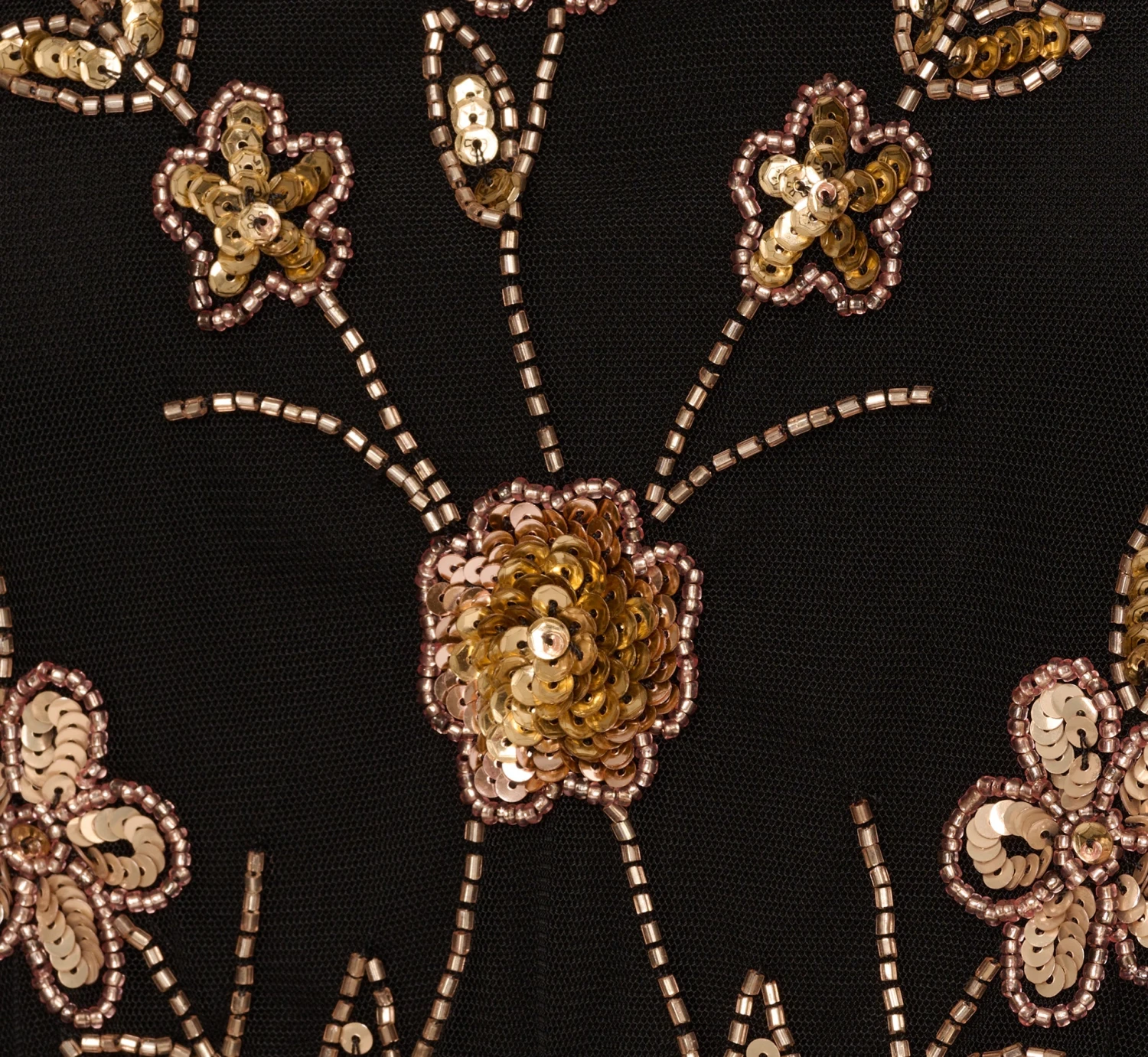 Adrianna Papell Floral Beaded Blouson Tea Length Dress In Black Gold 6 Adrianna Papell Floral Beaded Blouson Tea Length Dress In Black Gold - Image 6