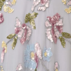 Adrianna Papell Floral Hand Beaded Illusion Long A-Line Gown In Glacier 12 Adrianna Papell Floral Hand Beaded Illusion Long A-Line Gown In Glacier -Glam Mirth Sales AP1E210441 AF482 Regular Alternate