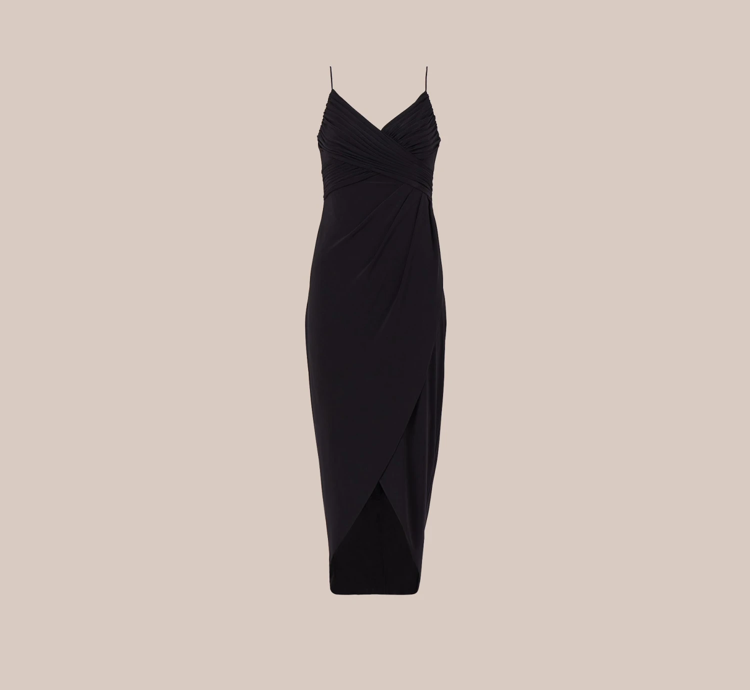 Adrianna Papell Stretch Matte Jersey Midi-Length Faux Wrap Dress In Black 7 Adrianna Papell Stretch Matte Jersey Midi-Length Faux Wrap Dress In Black - Image 7