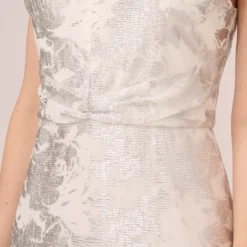 Adrianna Papell Foil Floral Embroidered Column Gown With Halter Neck In Ivory Silver 11 Adrianna Papell Foil Floral Embroidered Column Gown With Halter Neck In Ivory Silver -Glam Mirth Sales AP1E210489 AJ170 Regular Detail
