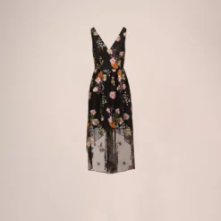 Adrianna Papell Floral Embroidered High Low Dress With Sheer Details In Black Multi 12 Adrianna Papell Floral Embroidered High Low Dress With Sheer Details In Black Multi -Glam Mirth Sales AP1E210493 AA963 Regular Flat