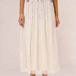 Adrianna Papell Ankle-Length Gown With Multicolor Floral Beading In Ivory Multi 11 Adrianna Papell Ankle-Length Gown With Multicolor Floral Beading In Ivory Multi -Glam Mirth Sales AP1E210500 AA178 Regular Lifestyle