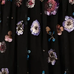 Adrianna Papell Ankle-Length Gown With Multicolor Floral Beading In Black Multi -Glam Mirth Sales AP1E210500 AC964 Regular Alternate