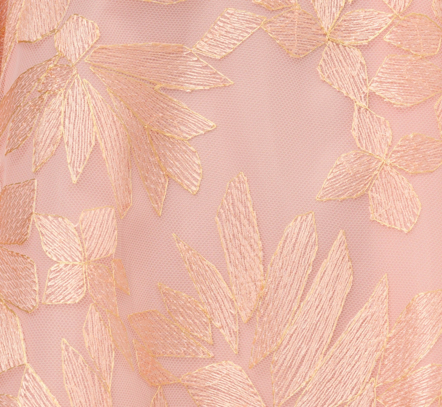 Adrianna Papell Embroidered Fit And Flare Midi Dress With Sheer Neckline In Apricot Ice 6 Adrianna Papell Embroidered Fit And Flare Midi Dress With Sheer Neckline In Apricot Ice - Image 6