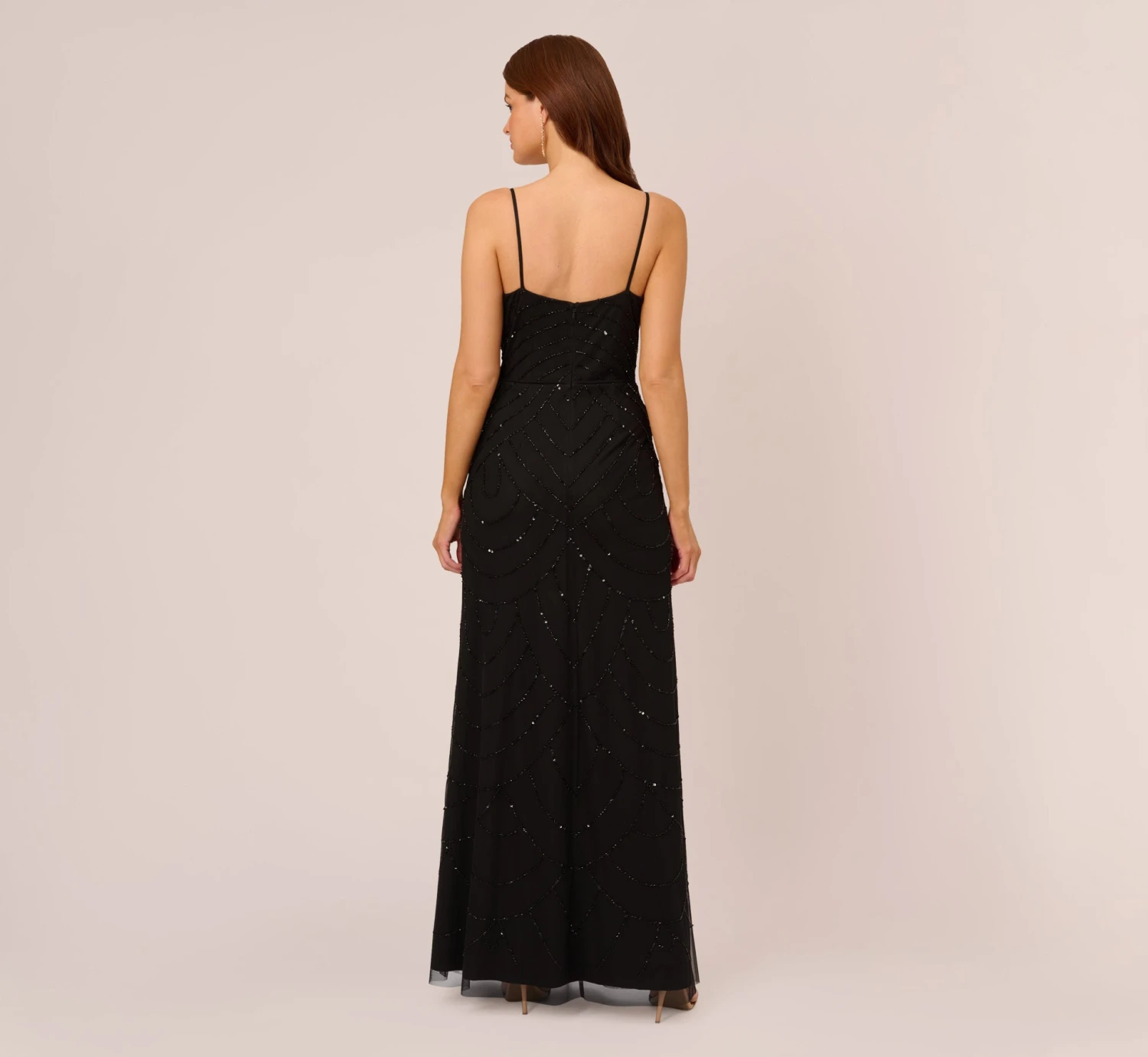 Adrianna Papell Art Deco Beaded Mermaid Gown With Cowl Neckline In Black 4 Adrianna Papell Art Deco Beaded Mermaid Gown With Cowl Neckline In Black - Image 4