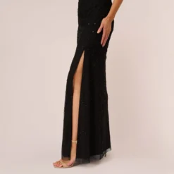 Adrianna Papell Art Deco Beaded Mermaid Gown With Cowl Neckline In Black 10 Adrianna Papell Art Deco Beaded Mermaid Gown With Cowl Neckline In Black -Glam Mirth Sales AP1E210577 AA002 Regular Lifestyle