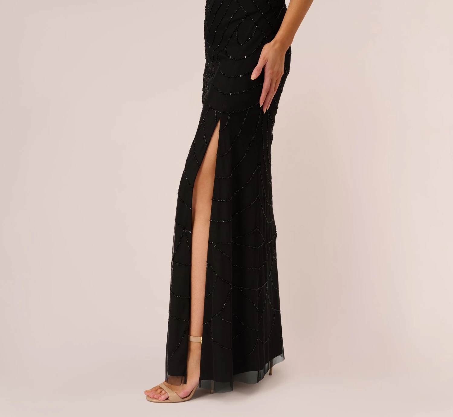 Adrianna Papell Art Deco Beaded Mermaid Gown With Cowl Neckline In Black 5 Adrianna Papell Art Deco Beaded Mermaid Gown With Cowl Neckline In Black - Image 5
