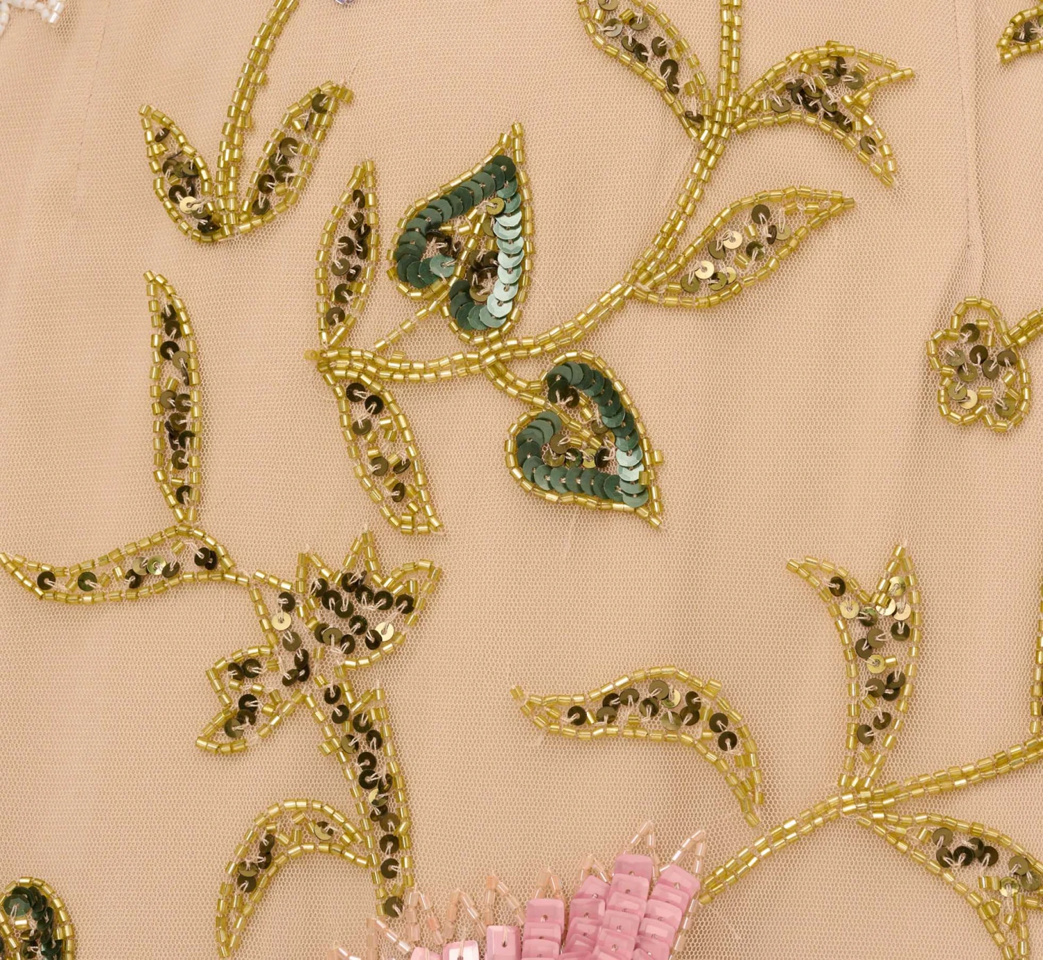 Adrianna Papell Multicolor Floral Beaded Ankle-Length Dress With Sheer Details In Light Champagne 6 Adrianna Papell Multicolor Floral Beaded Ankle-Length Dress With Sheer Details In Light Champagne - Image 6