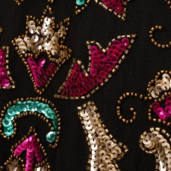 Adrianna Papell Multicolor Floral Beaded Gown With Velvet Trim In Black Multi -Glam Mirth Sales AP1E210607 AB960 Regular Alternate