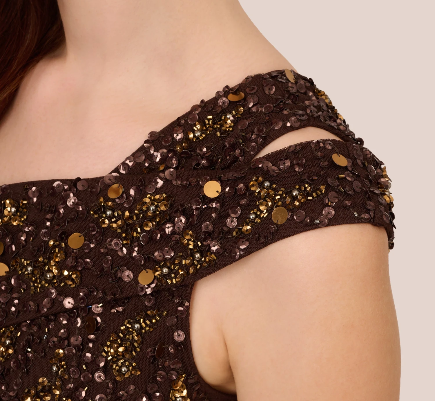 Adrianna Papell One Shoulder Beaded Mermaid Gown In Chocolate 5 Adrianna Papell One Shoulder Beaded Mermaid Gown In Chocolate - Image 5