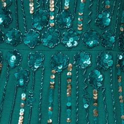 Adrianna Papell Cold Shoulder Beaded Cape Gown In Vivid Emerald -Glam Mirth Sales AP1E210651 AA314 Regular Alternate