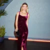 Adrianna Papell Sleeveless Shirred Velvet Mermaid Gown With Ruffle Accent In Burgundy