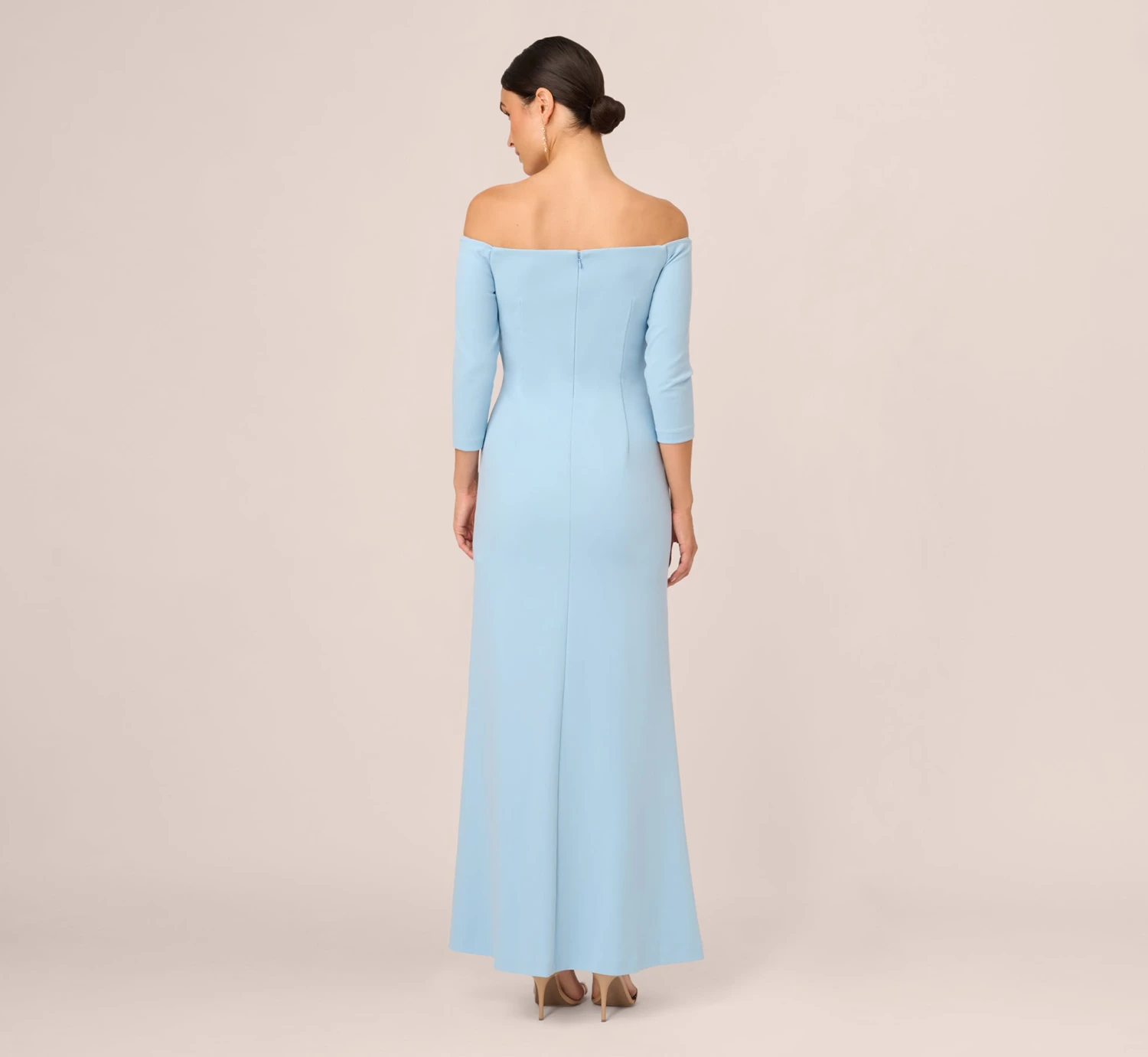 Adrianna Papell Off The Shoulder Cascading Ruffle Gown In Blue Mist 2 Adrianna Papell Off The Shoulder Cascading Ruffle Gown In Blue Mist - Image 2