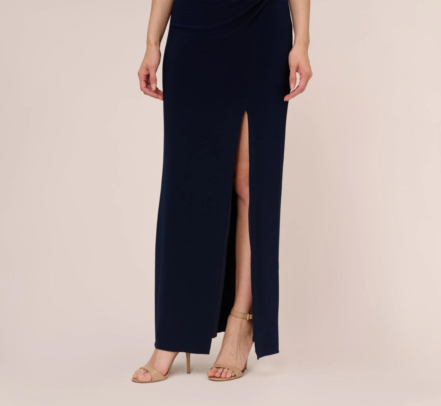 Adrianna Papell Sleeveless Jersey Gown With Embellished Lace Cowl Back In Midnight 5 Adrianna Papell Sleeveless Jersey Gown With Embellished Lace Cowl Back In Midnight - Image 5