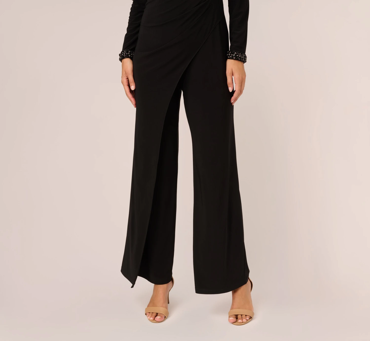 Adrianna Papell Embellished Jersey Jumpsuit With Asymmetric Neck In Black 5 Adrianna Papell Embellished Jersey Jumpsuit With Asymmetric Neck In Black - Image 5