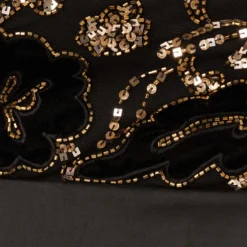 Adrianna Papell Beaded Taffeta Ball Gown With Three-Quarter Sleeves In Black Gold 11 Adrianna Papell Beaded Taffeta Ball Gown With Three-Quarter Sleeves In Black Gold -Glam Mirth Sales AP1E210782 AA967 Regular Alternate