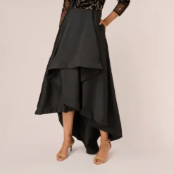 Adrianna Papell Beaded Taffeta Ball Gown With Three-Quarter Sleeves In Black Gold 10 Adrianna Papell Beaded Taffeta Ball Gown With Three-Quarter Sleeves In Black Gold -Glam Mirth Sales AP1E210782 AA967 Regular Lifestyle