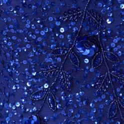 Adrianna Papell Beaded Off The Shoulder Mermaid Gown With Flutter Neck In Ultra Blue 13 Adrianna Papell Beaded Off The Shoulder Mermaid Gown With Flutter Neck In Ultra Blue -Glam Mirth Sales AP1E210785 AZ401 Regular Alternate