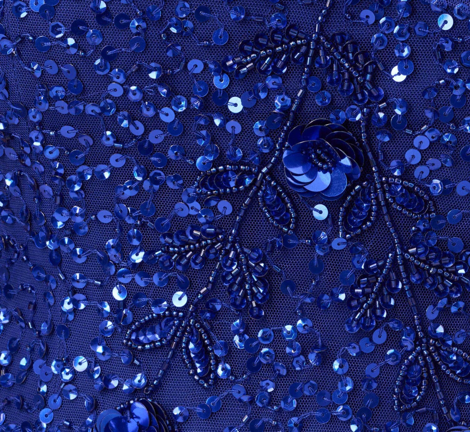 Adrianna Papell Beaded Off The Shoulder Mermaid Gown With Flutter Neck In Ultra Blue 7 Adrianna Papell Beaded Off The Shoulder Mermaid Gown With Flutter Neck In Ultra Blue - Image 7