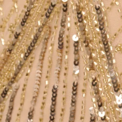 Adrianna Papell Scallop Beaded Cape Column Gown In Gold -Glam Mirth Sales AP1E210818 AA038 Regular Alternate