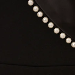 Adrianna Papell Sleeveless Crepe Tuxedo Jumpsuit With Pearl Trim In Black 11 Adrianna Papell Sleeveless Crepe Tuxedo Jumpsuit With Pearl Trim In Black -Glam Mirth Sales AP1E210836 AA002 Regular Alternate