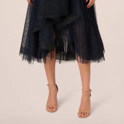 Adrianna Papell Beaded Midi Dress With Tulle Skirt In Midnight Multi 10 Adrianna Papell Beaded Midi Dress With Tulle Skirt In Midnight Multi -Glam Mirth Sales AP1E210911 AE489 Regular Lifestyle
