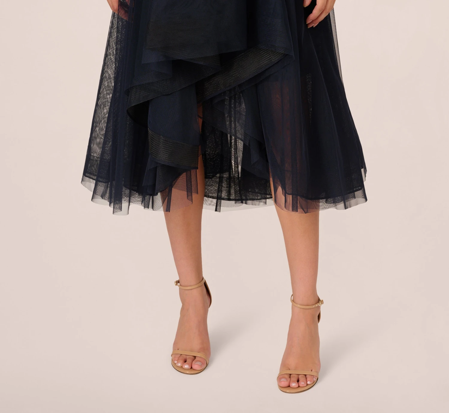 Adrianna Papell Beaded Midi Dress With Tulle Skirt In Midnight Multi 5 Adrianna Papell Beaded Midi Dress With Tulle Skirt In Midnight Multi - Image 5