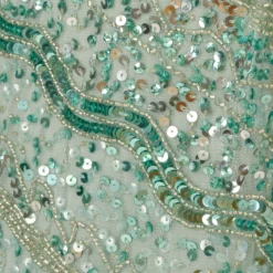 Adrianna Papell Beaded Faux Wrap Dress With Sheer Cap Sleeves In Icy Sage 13 Adrianna Papell Beaded Faux Wrap Dress With Sheer Cap Sleeves In Icy Sage -Glam Mirth Sales AP1E210922 AB334 Regular Alternate