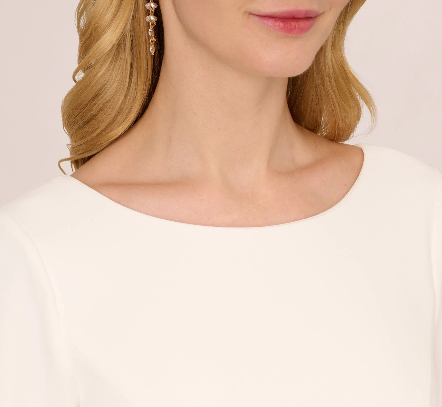 Adrianna Papell Stretch Crepe Jumpsuit With Feather Trim Bell Sleeves In Ivory 5 Adrianna Papell Stretch Crepe Jumpsuit With Feather Trim Bell Sleeves In Ivory - Image 5