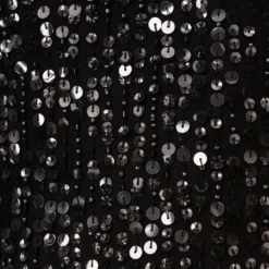 Adrianna Papell Beaded Fringe Dress With Sheer Short Sleeves In Black -Glam Mirth Sales AP1E211010 AA002 Regular Alternate