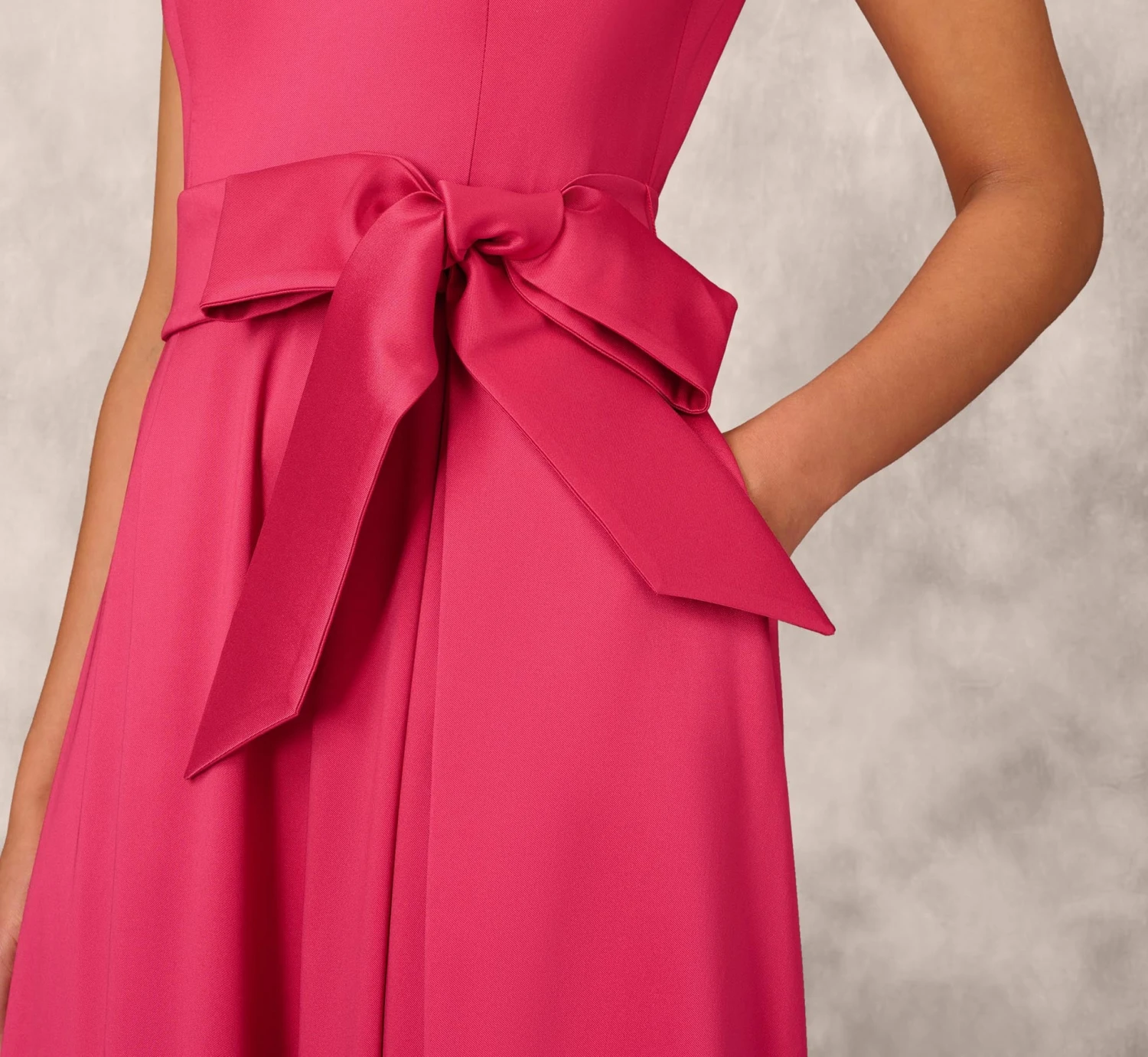 Stretch Mikado Ball Gown With Self Tie Sash In Faded Azalea 5 Stretch Mikado Ball Gown With Self Tie Sash In Faded Azalea - Image 5