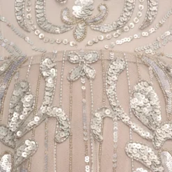 Hand Beaded Illusion Midi-Length Fit-And-Flare Cocktail Dress In Silver 12 Hand Beaded Illusion Midi-Length Fit-And-Flare Cocktail Dress In Silver -Glam Mirth Sales MD1E206654 AA040 Regular Alternate