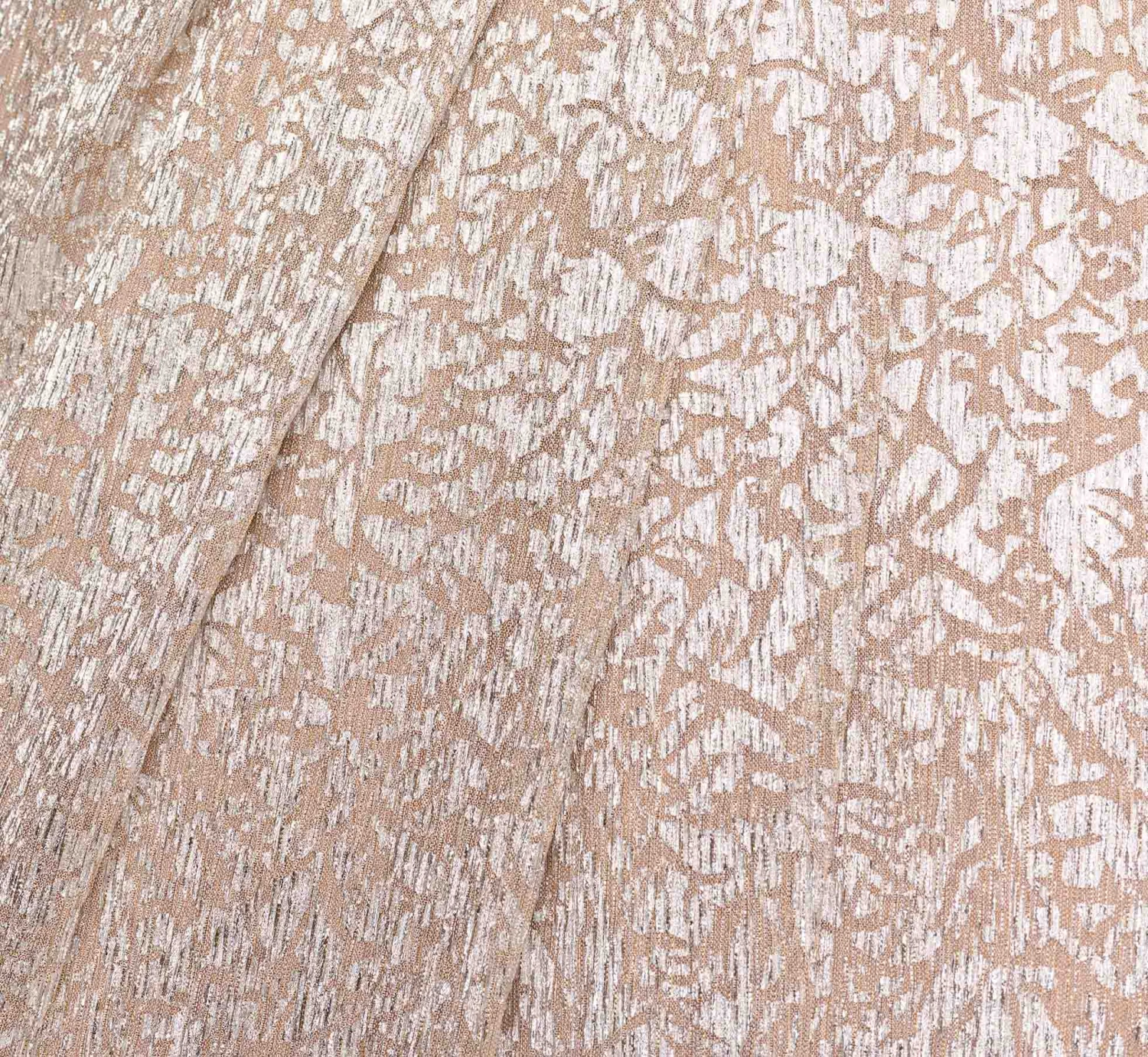 Pleated Foiled Long Column Dress With Slit And Flutter Sleeves In Silver Gold 5 Pleated Foiled Long Column Dress With Slit And Flutter Sleeves In Silver Gold - Image 5