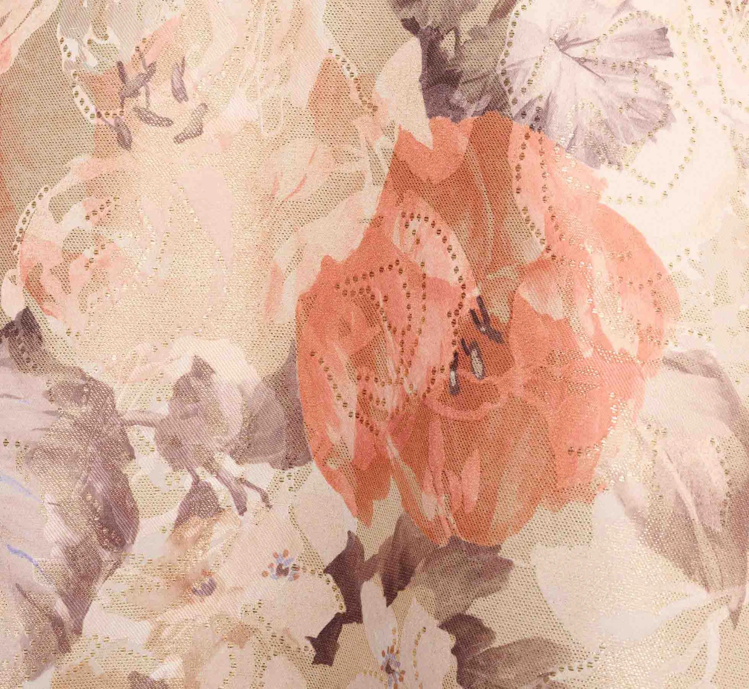 Off The Shoulder Printed Metallic Jacquard Ball Gown In Bronze Multi 7 Off The Shoulder Printed Metallic Jacquard Ball Gown In Bronze Multi - Image 7