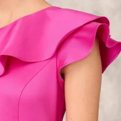 One Shoulder Mermaid Gown With Ruffle Details In Magenta 14 One Shoulder Mermaid Gown With Ruffle Details In Magenta -Glam Mirth Sales MD1E207883 AA670 Regular Lifestyle