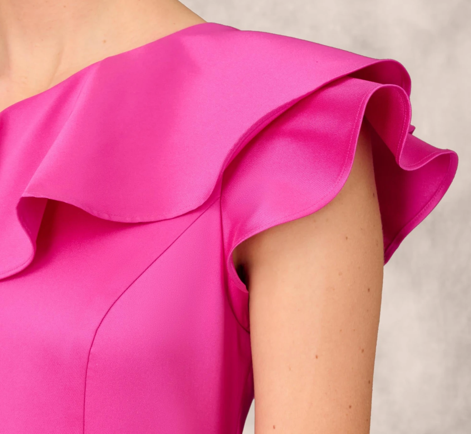 One Shoulder Mermaid Gown With Ruffle Details In Magenta 7 One Shoulder Mermaid Gown With Ruffle Details In Magenta - Image 7