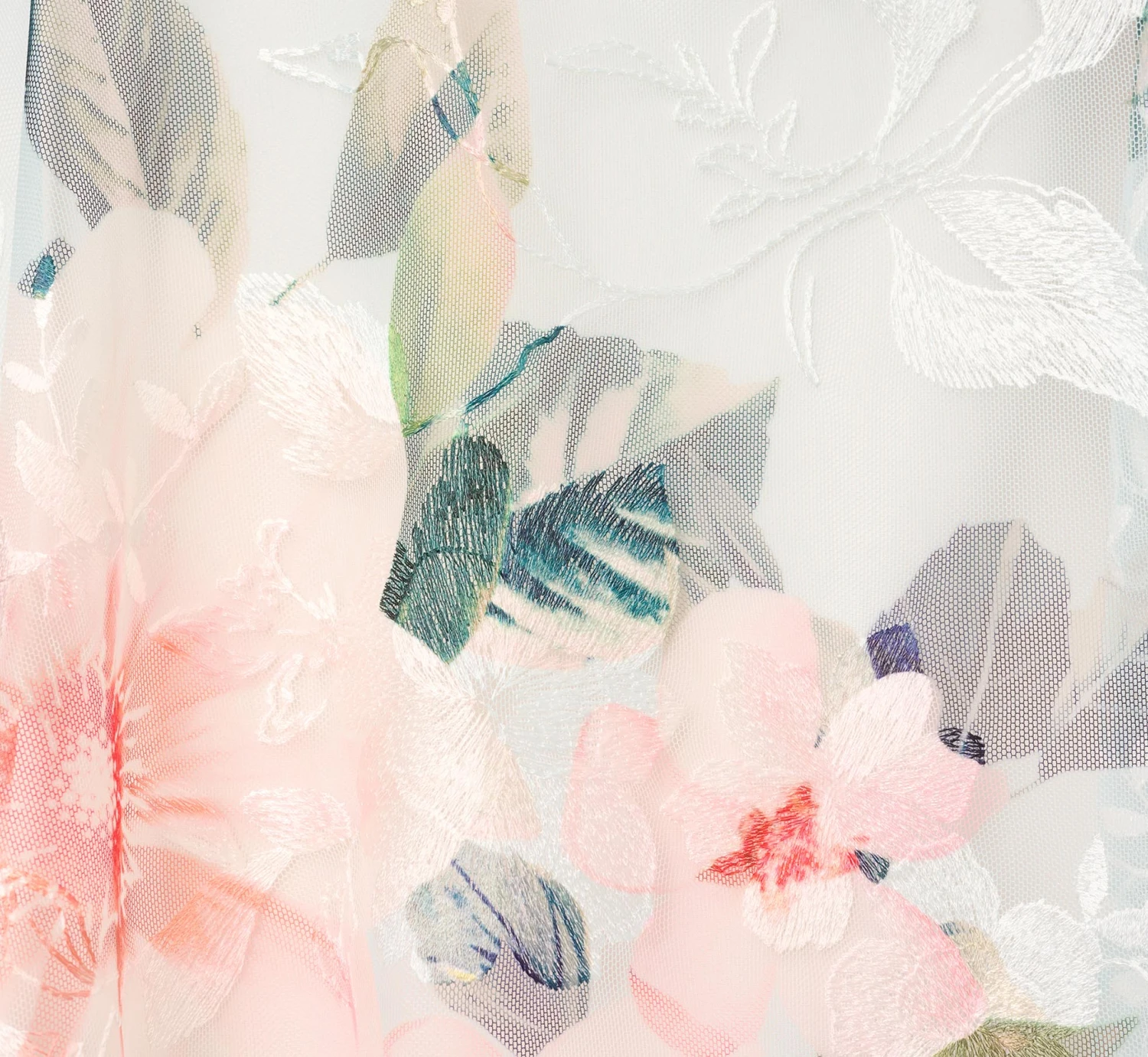 Floral Print Embroidered Long A-Line Gown In Blue Multi 6 Floral Print Embroidered Long A-Line Gown In Blue Multi - Image 6