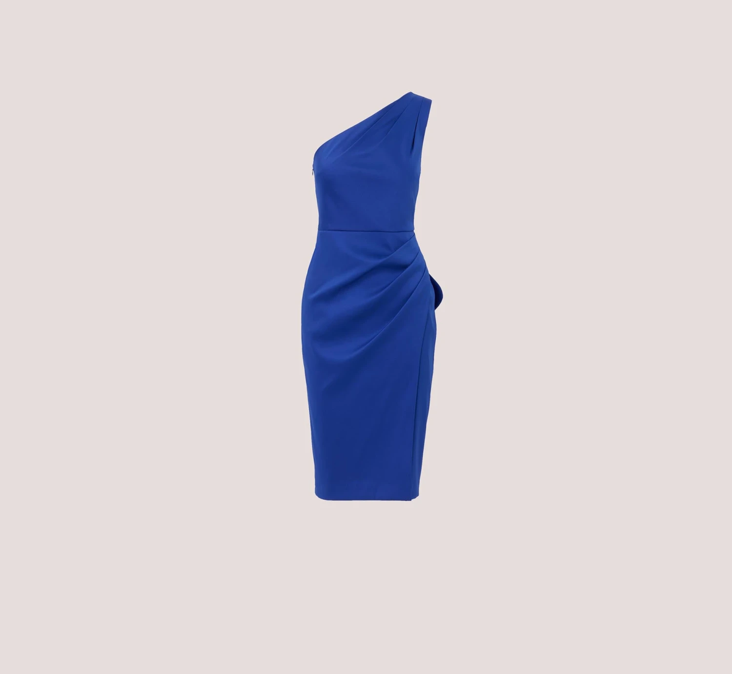 One Shoulder Crepe Cocktail Dress With Slit In Royal Sapphire 8 One Shoulder Crepe Cocktail Dress With Slit In Royal Sapphire - Image 8