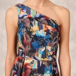 Floral Printed Metallic Organza Burnout One Shoulder Long Ball Gown With Pockets And Slit In Blue Multi 9 Floral Printed Metallic Organza Burnout One Shoulder Long Ball Gown With Pockets And Slit In Blue Multi -Glam Mirth Sales MD1E207919 AA461 Regular Detail