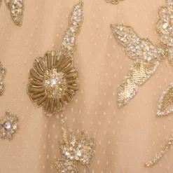 Floral Hand-Beaded Point D Sprit Mesh Illusion Gown In Light Gold 12 Floral Hand-Beaded Point D Sprit Mesh Illusion Gown In Light Gold -Glam Mirth Sales MD1E207924 AA267 Regular Alternate