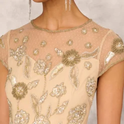 Floral Hand-Beaded Point D Sprit Mesh Illusion Gown In Light Gold 10 Floral Hand-Beaded Point D Sprit Mesh Illusion Gown In Light Gold -Glam Mirth Sales MD1E207924 AA267 Regular Lifestyle