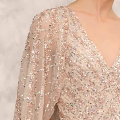 Hand Beaded Long Column Gown With Cape And Slit In Blush 10 Hand Beaded Long Column Gown With Cape And Slit In Blush -Glam Mirth Sales MD1E207926 AA248 Regular Lifestyle