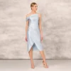 One Shoulder Asymmetrical Stretch Mikado Midi-Length Dress In Clear Water