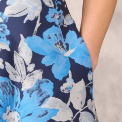 Off The Shoulder Floral Jacquard Gown In Blue Multi 11 Off The Shoulder Floral Jacquard Gown In Blue Multi -Glam Mirth Sales MD1E208165 AA461 Regular Lifestyle