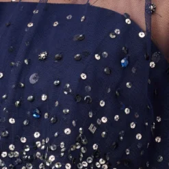 Beaded Strapless Gown With Sheer Removable Cape In Navy 11 Beaded Strapless Gown With Sheer Removable Cape In Navy -Glam Mirth Sales MD1E208169 AA412 Regular Alternate