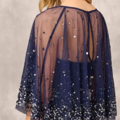 Beaded Strapless Gown With Sheer Removable Cape In Navy 8 Beaded Strapless Gown With Sheer Removable Cape In Navy -Glam Mirth Sales MD1E208169 AA412 Regular Lifestyle