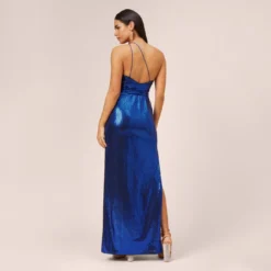 Asymmetrical Sequin Dress With Cutout Detail In Cobalt -Glam Mirth Sales MN1E205074 AA422 Regular Back