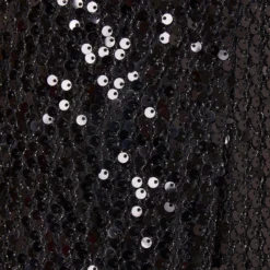 Sequined Trapeze Halter Dress With Feather Trim In Black 13 Sequined Trapeze Halter Dress With Feather Trim In Black -Glam Mirth Sales MN1E206390 AA002 Regular Detaill