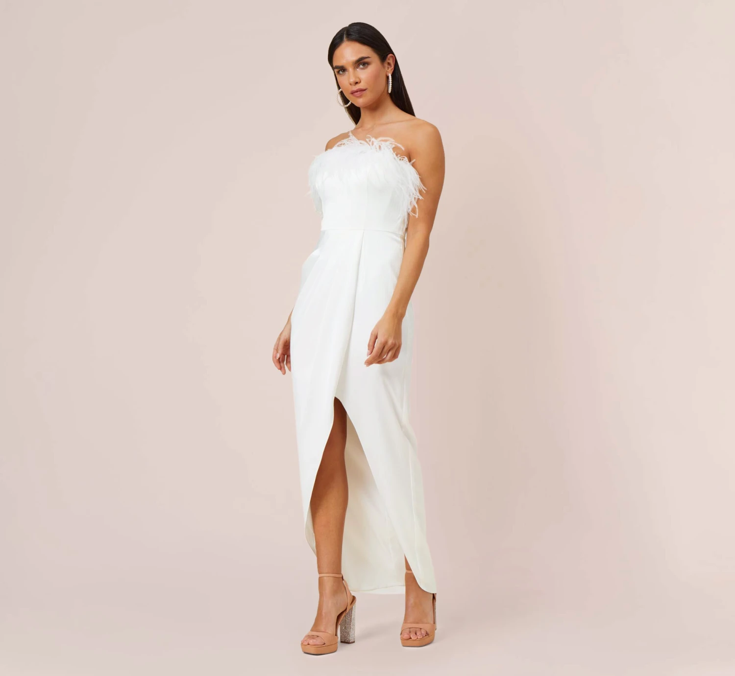 Strapless Gown With Draped Skirt In Ivory 1 Strapless Gown With Draped Skirt In Ivory